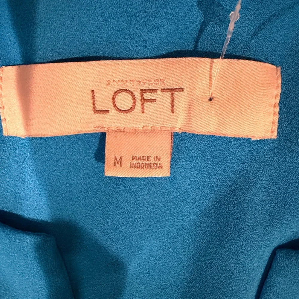 LOFT Bright Blue Sleeveless Ruffle Top - Picture 2 of 2